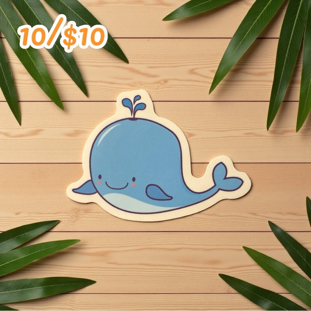 Cute Blue Whale Sticker – Kawaii Style – 2.5”